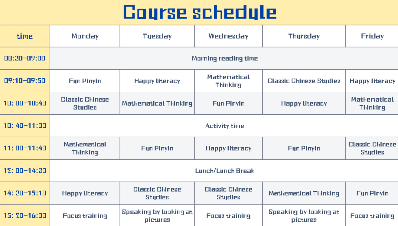 Kindergarten class schedule 1 1